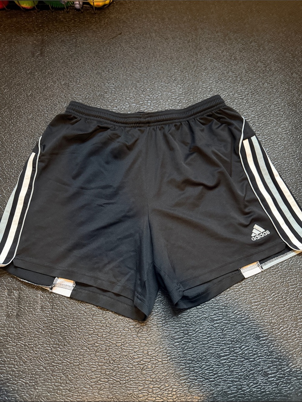 Adidas Women’s Black Athletic Shorts with White Stripes